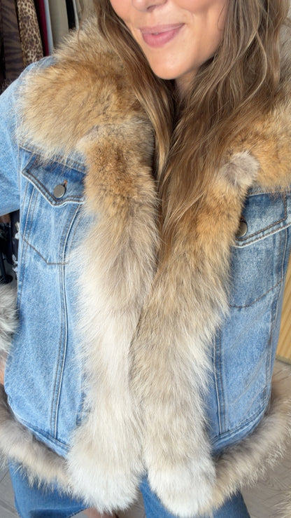 LIMITED EDITION! Denim Jacket w/ Vintage Coyote Trim