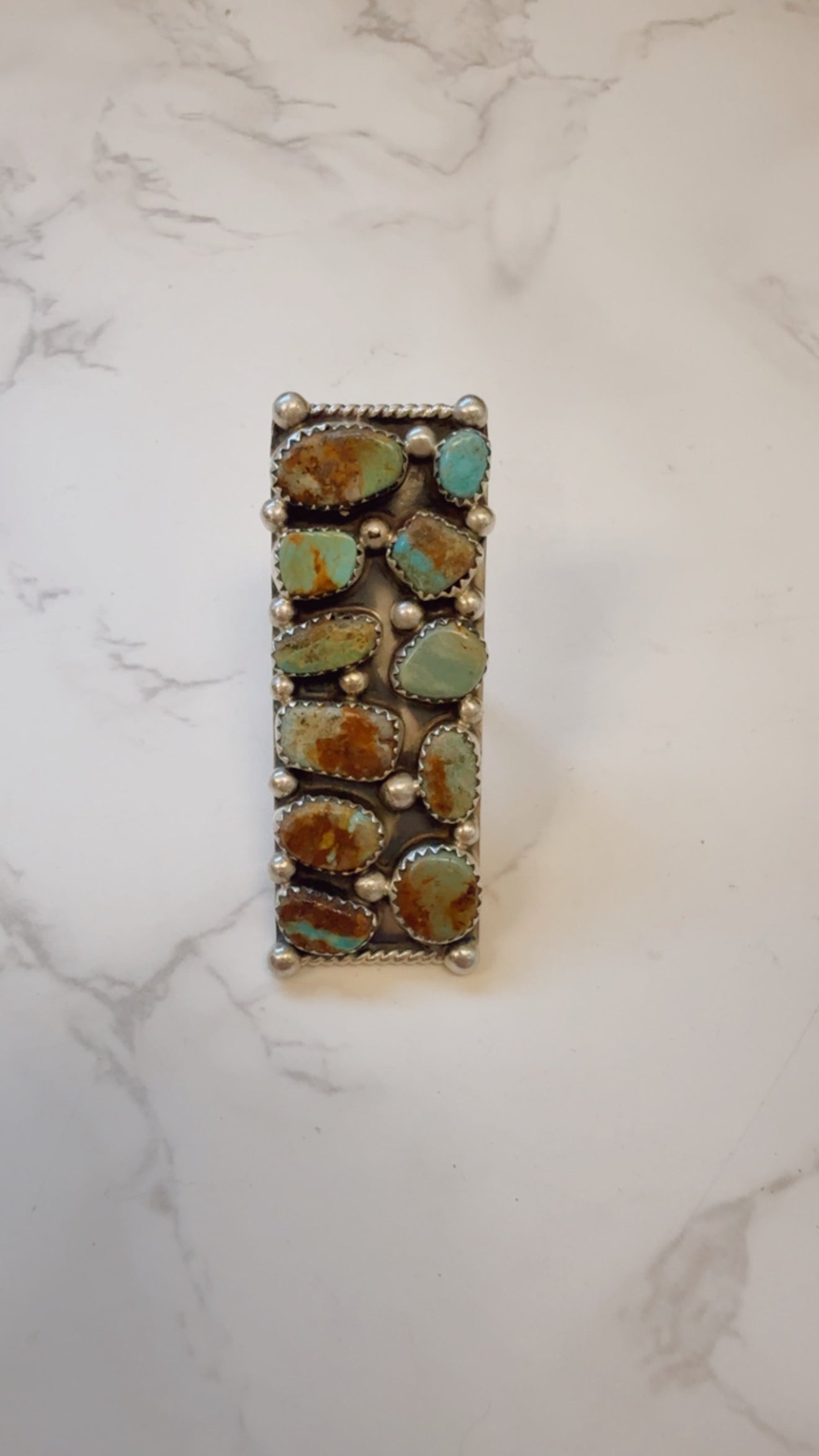 "Sierra" Adjustable Kingman Turquoise Rectangle Ring