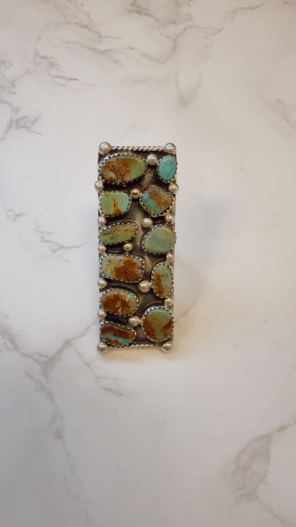 "Sierra" Adjustable Kingman Turquoise Rectangle Ring