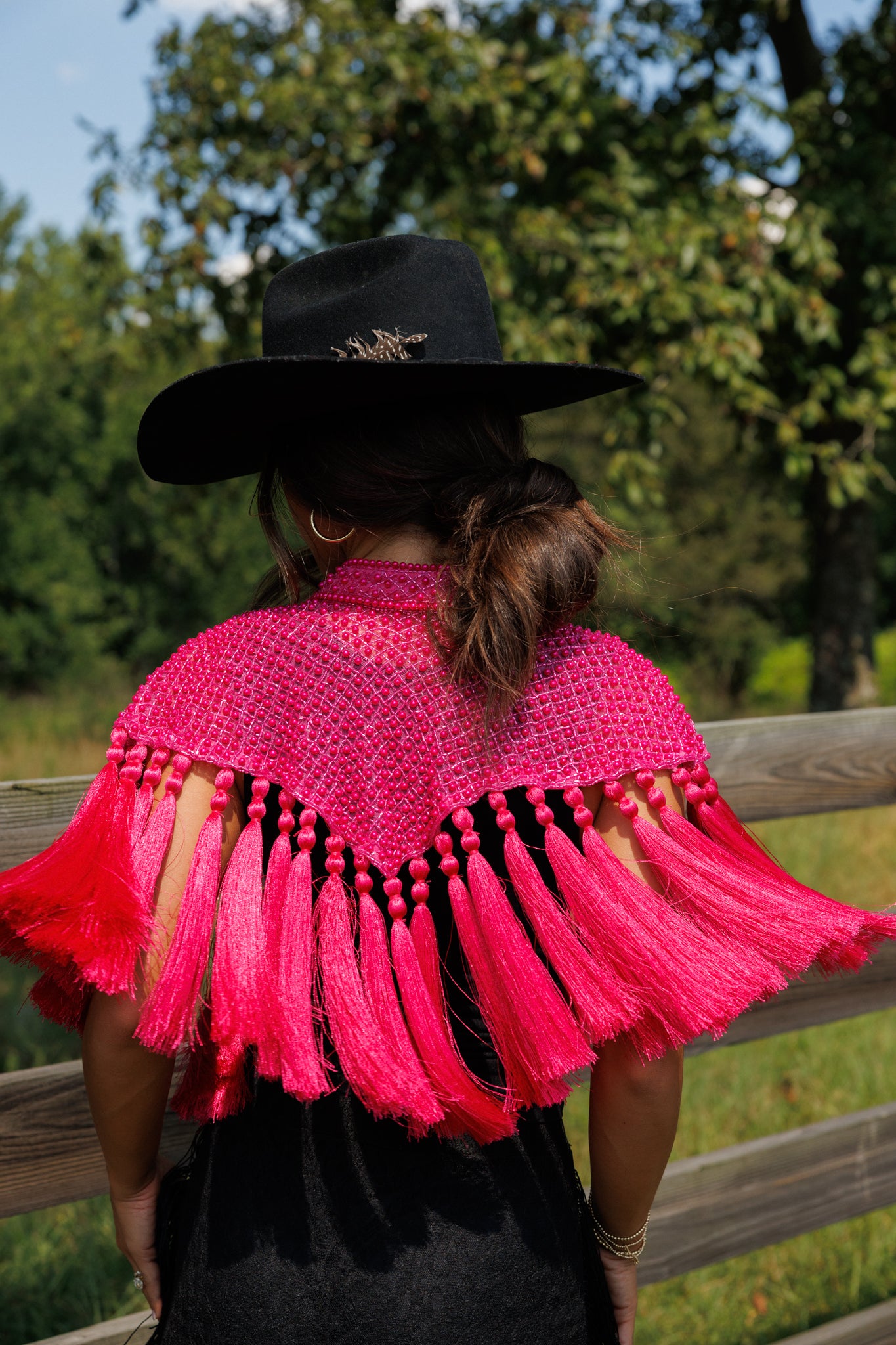 Hot Pink Fringe Tassel Cape