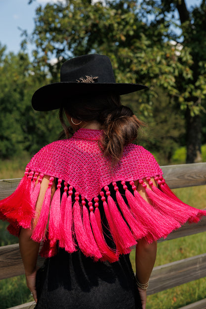Hot Pink Fringe Tassel Cape