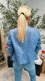 NEW!! Vintage Italian Leather Jacket in Blue Size M