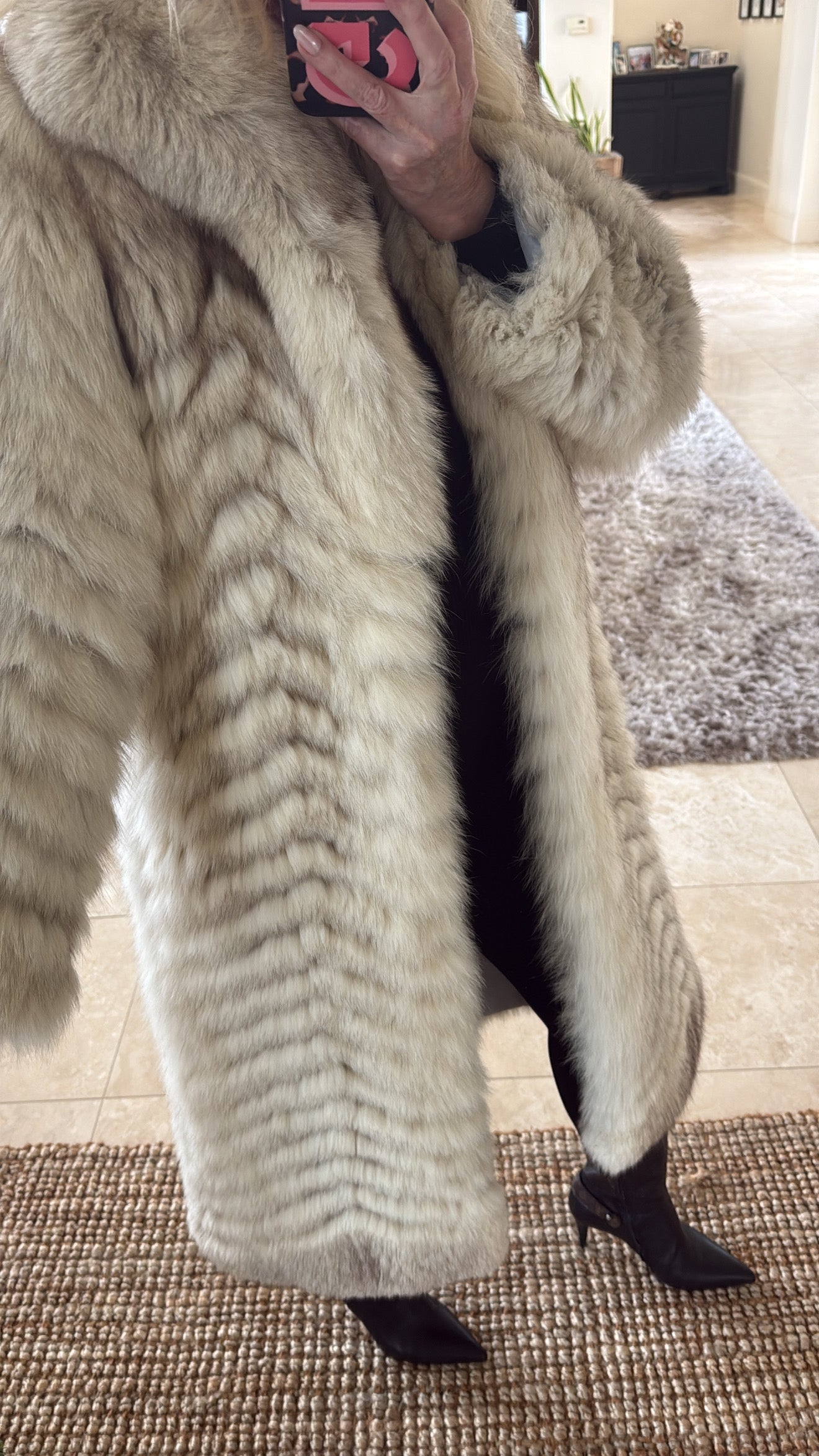 #27 Vintage White Fox Long Coat
