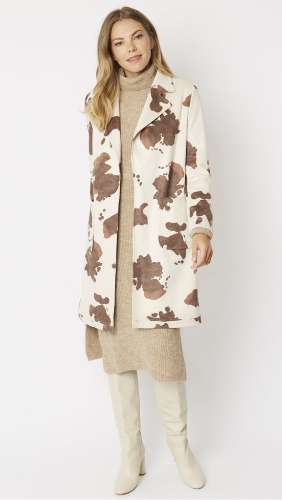 NEW!! Faux Suede Cow Print Blazer/Coat