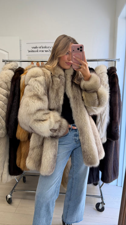#6 Vintage Blue Fox Jacket Size Small