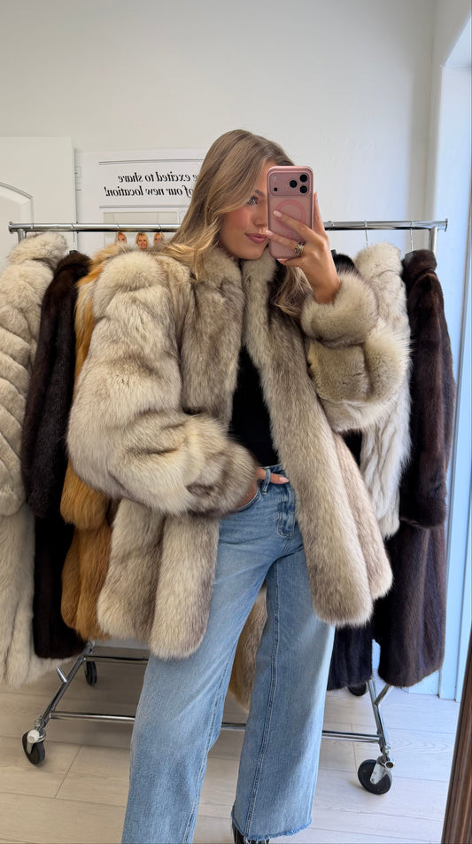 #6 Vintage Blue Fox Jacket Size Small