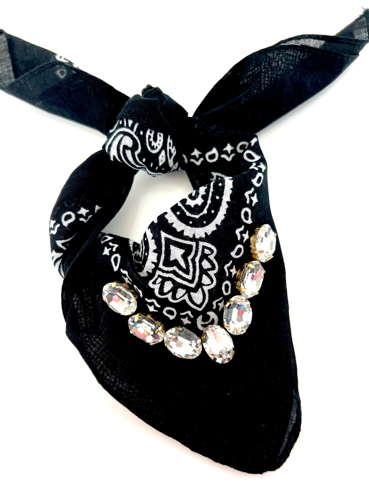 Luxe Rhinestone Bandana in Black