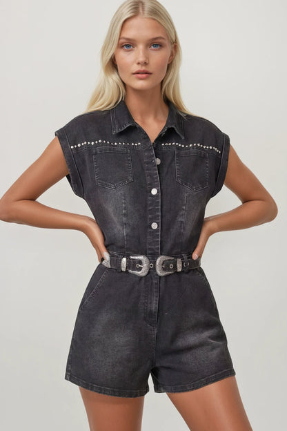 PREORDER!! Midnight Rodeo Denim Romper