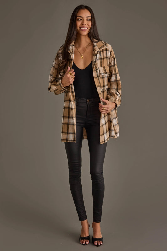"Heritage" Plaid Button Down in Tan