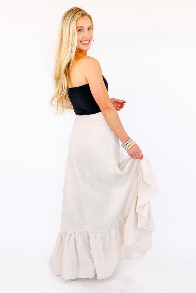 NEW!! “I’m In Linen” Maxi Skirt in Beige