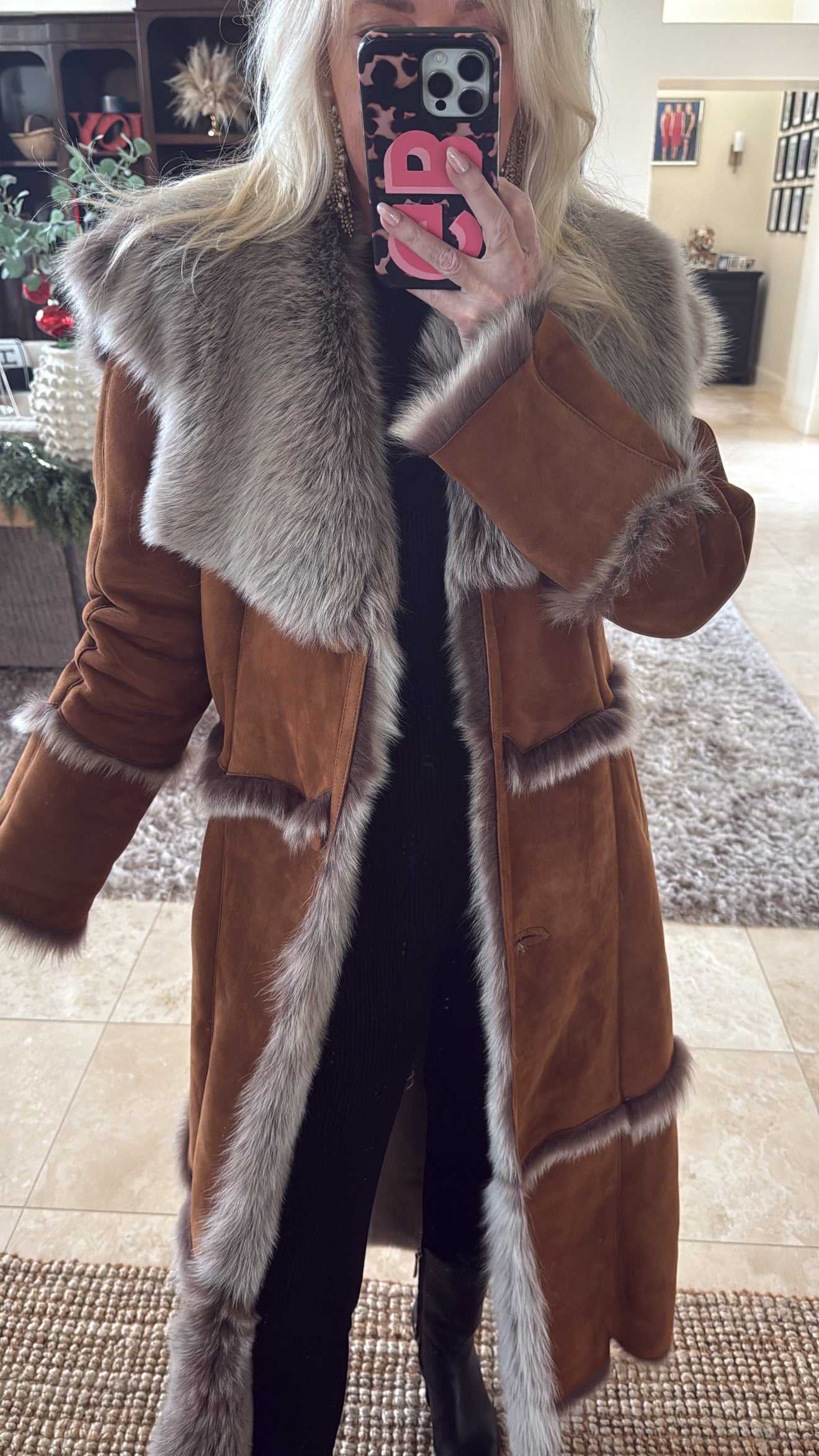 #16 Vintage Shearling Lambskin & Fur Long Coat