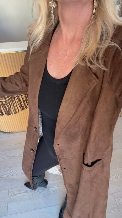 NEW!! "Sierra" Fringe Maxi Jacket in Brown