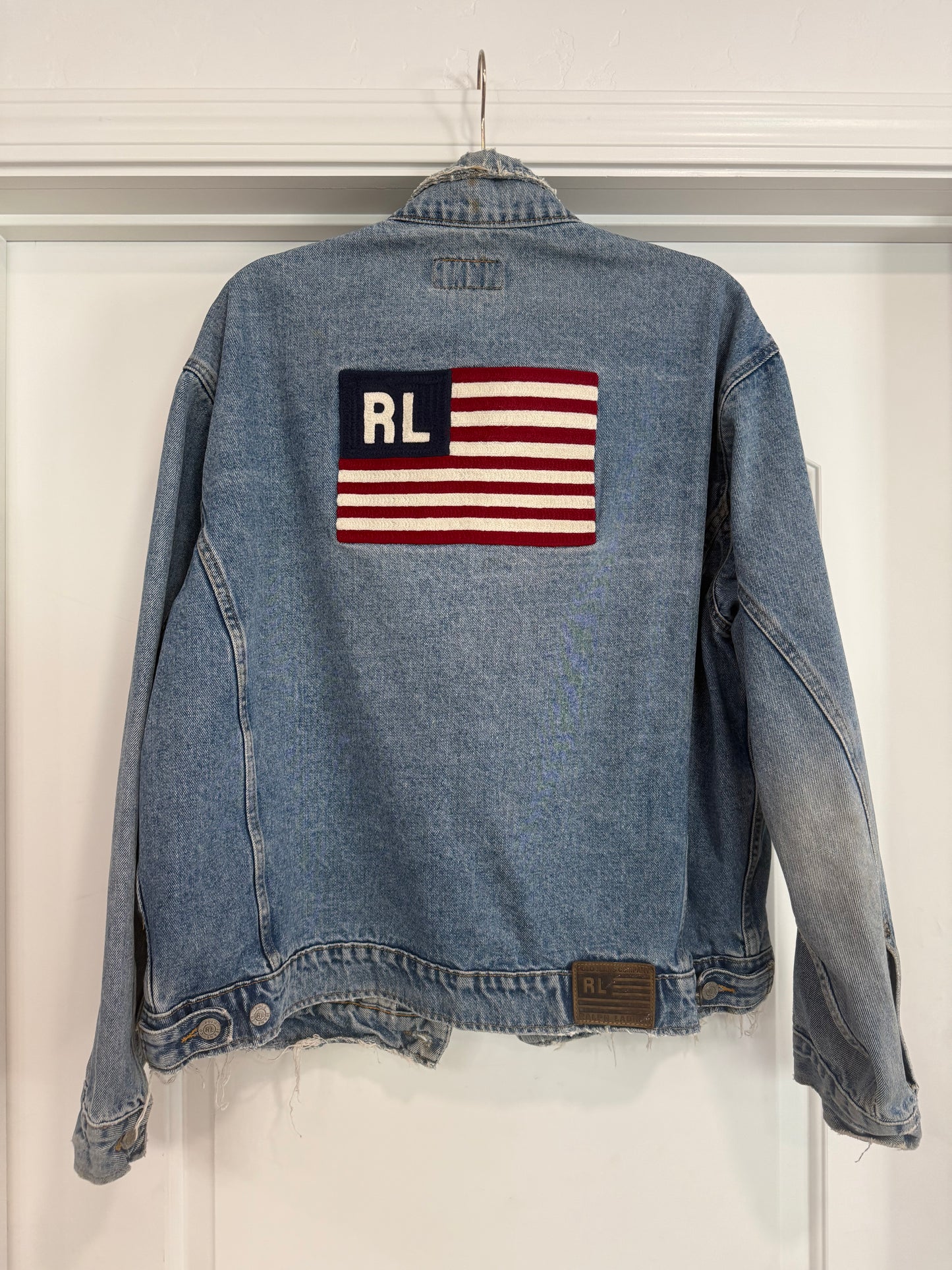 NEW!! Vintage Ralph Lauren Denim American Flag Jacket Size XL