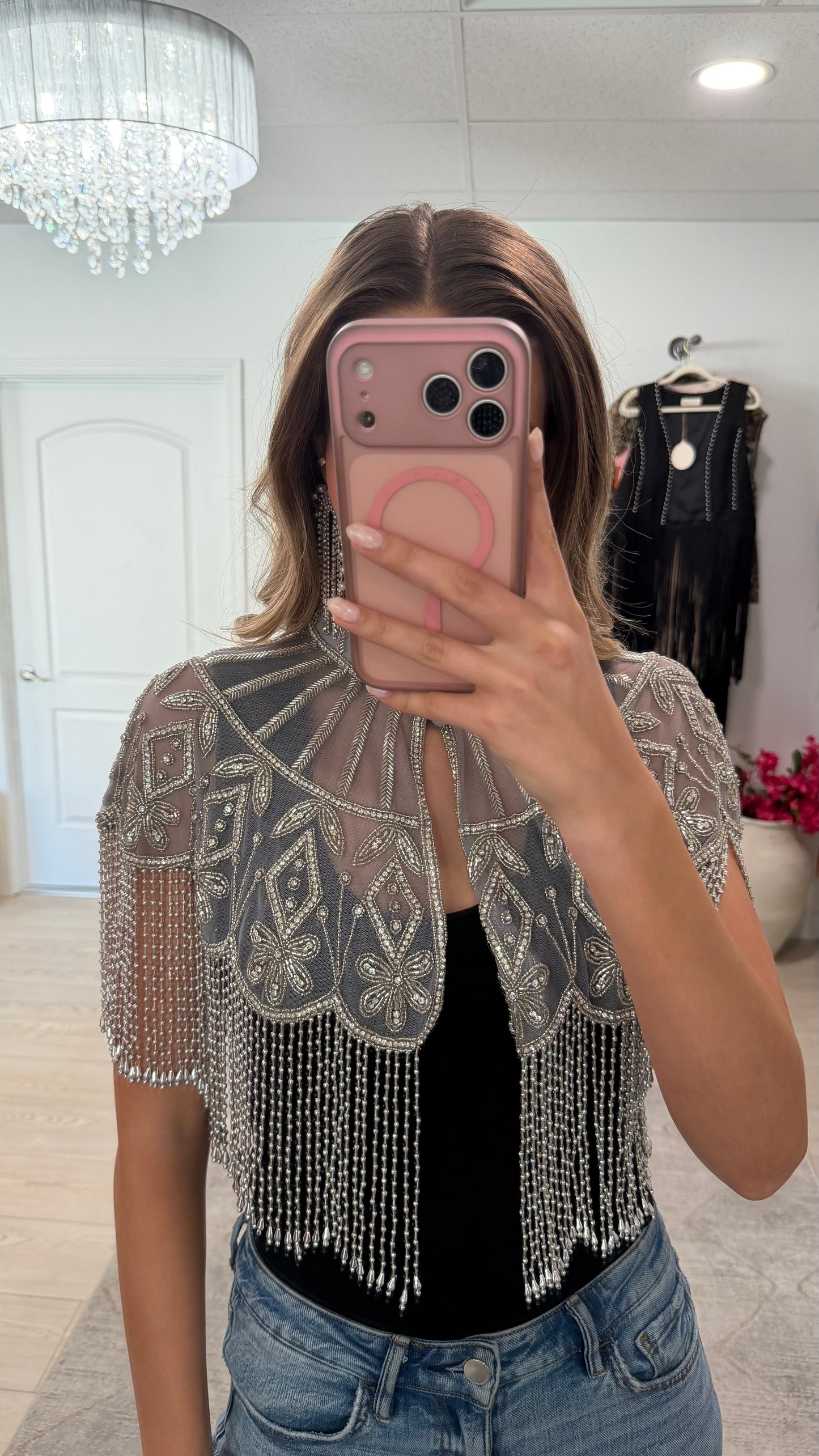 NEW!! VIP Beaded Cape in Silver