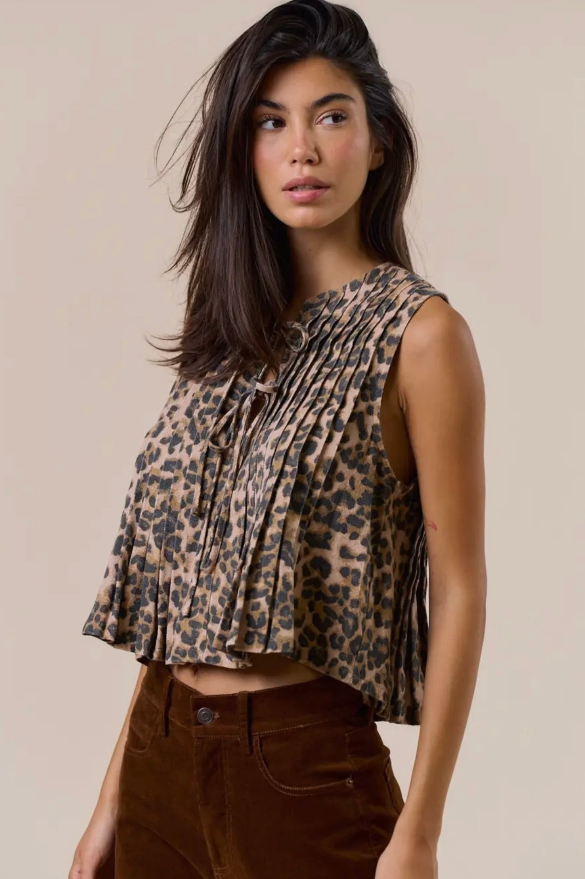 FINAL SALE!! Front Tie Leopard Top