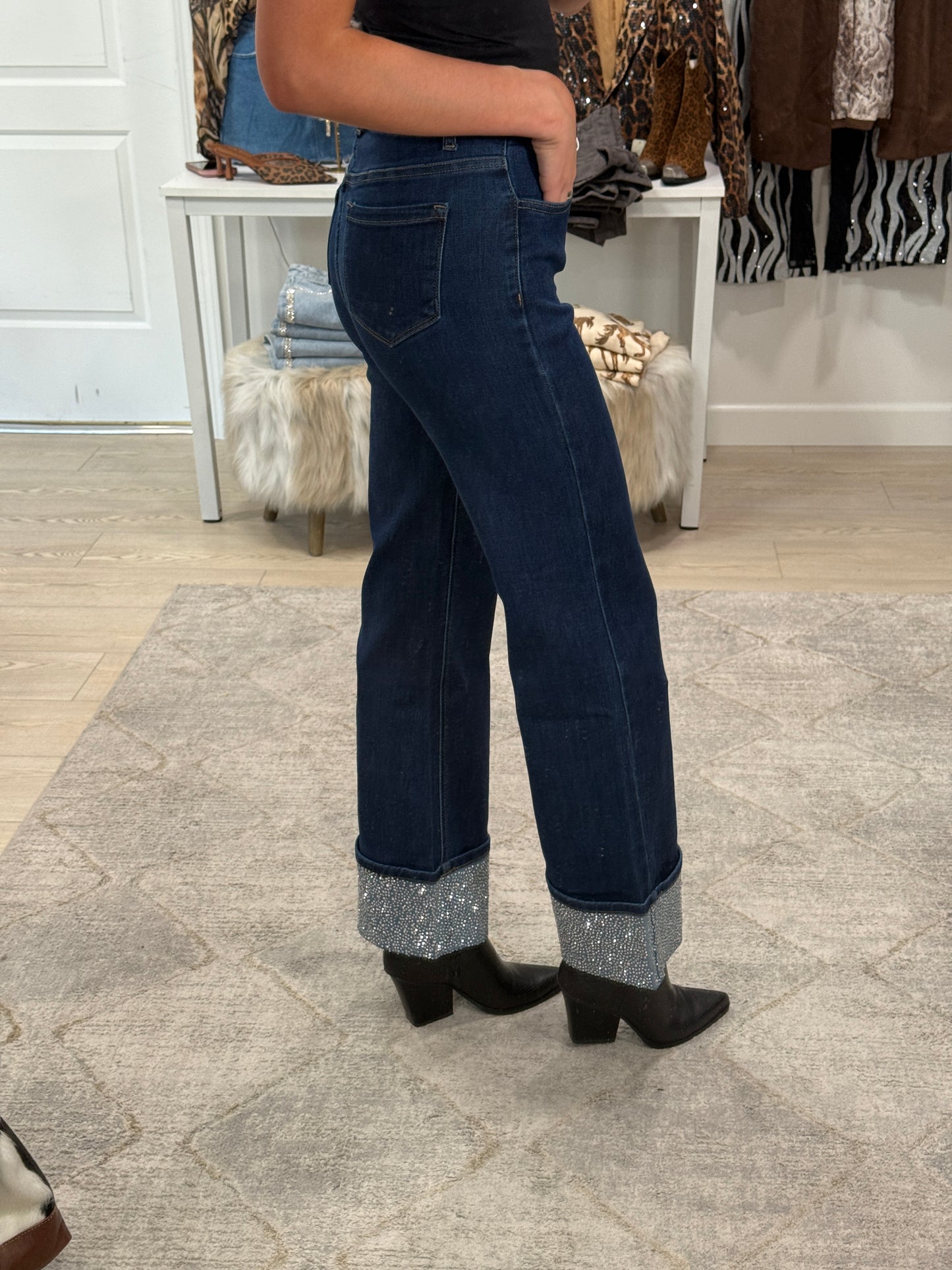 NEW!! The Rhinestone Cuff Denim Jean