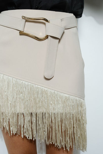 NEW!! "Smokeshow" Fringe Belted Mini Skirt