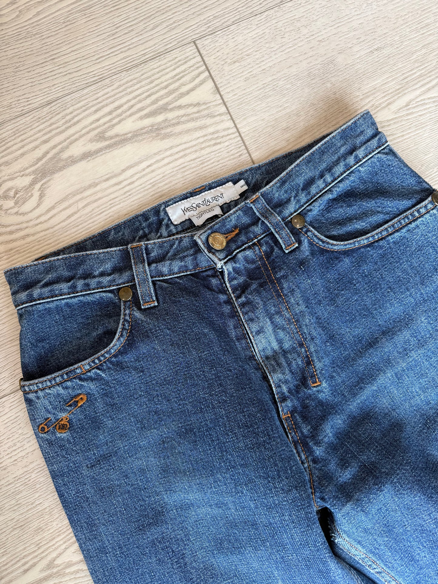 Vintage Yves Saint Laurent Monogram Logo Jeans Size 25