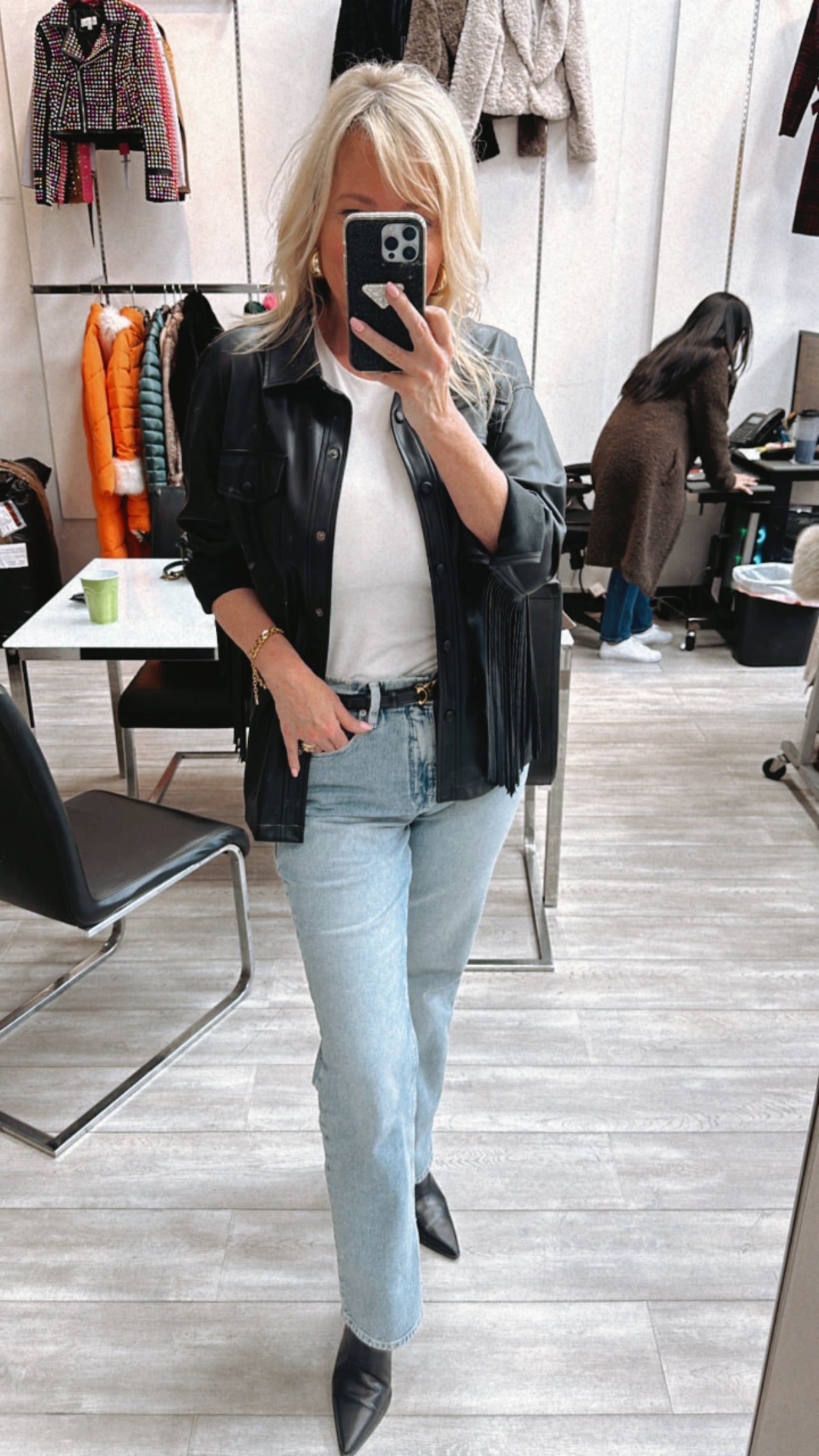 NEW!! Phoenix Faux Leather Fringe Jacket