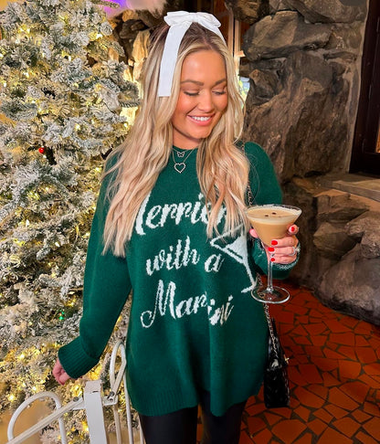 BEST SELLER!! “Merrier with a Martini" Sweater