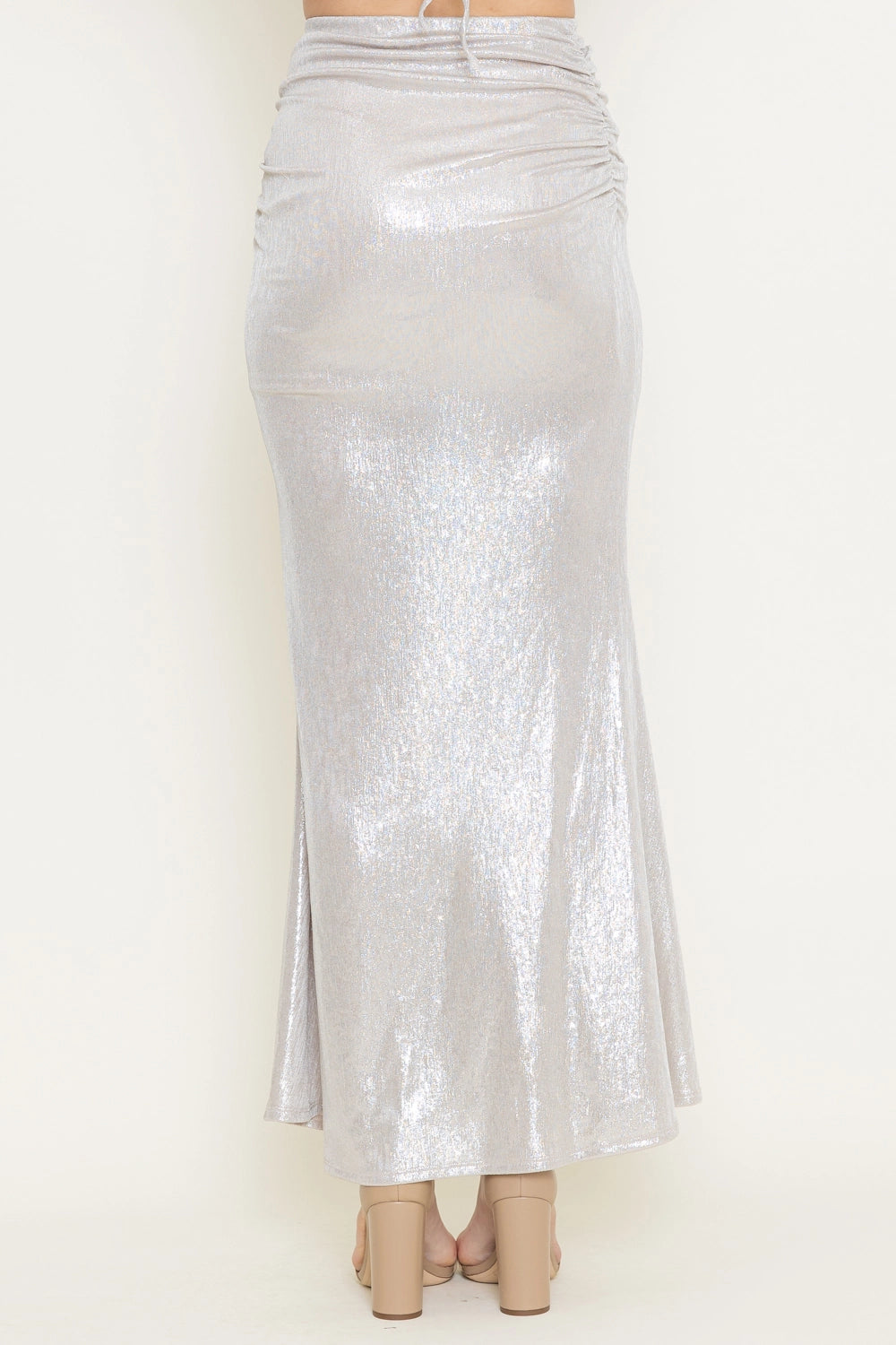 "Well Dressed" Foil Draped Midi Skirt