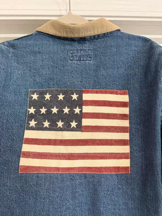 NEW!! Vintage Ralph Lauren Denim Flag Jacket Size Large