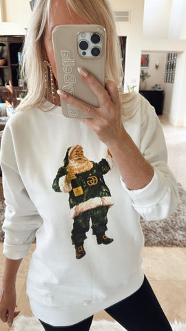 AS SEEN ON WHITNEY RIFE!! "Champagne Santa" Oversized Sweatshirt in 4 Colors, S-XL