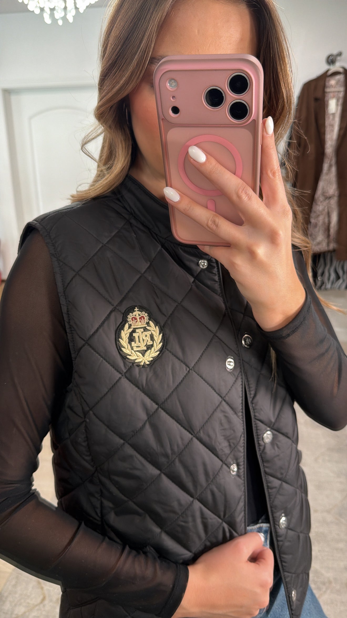 NEW!! Vintage Lauren Ralph Lauren Quilted Vest in Black