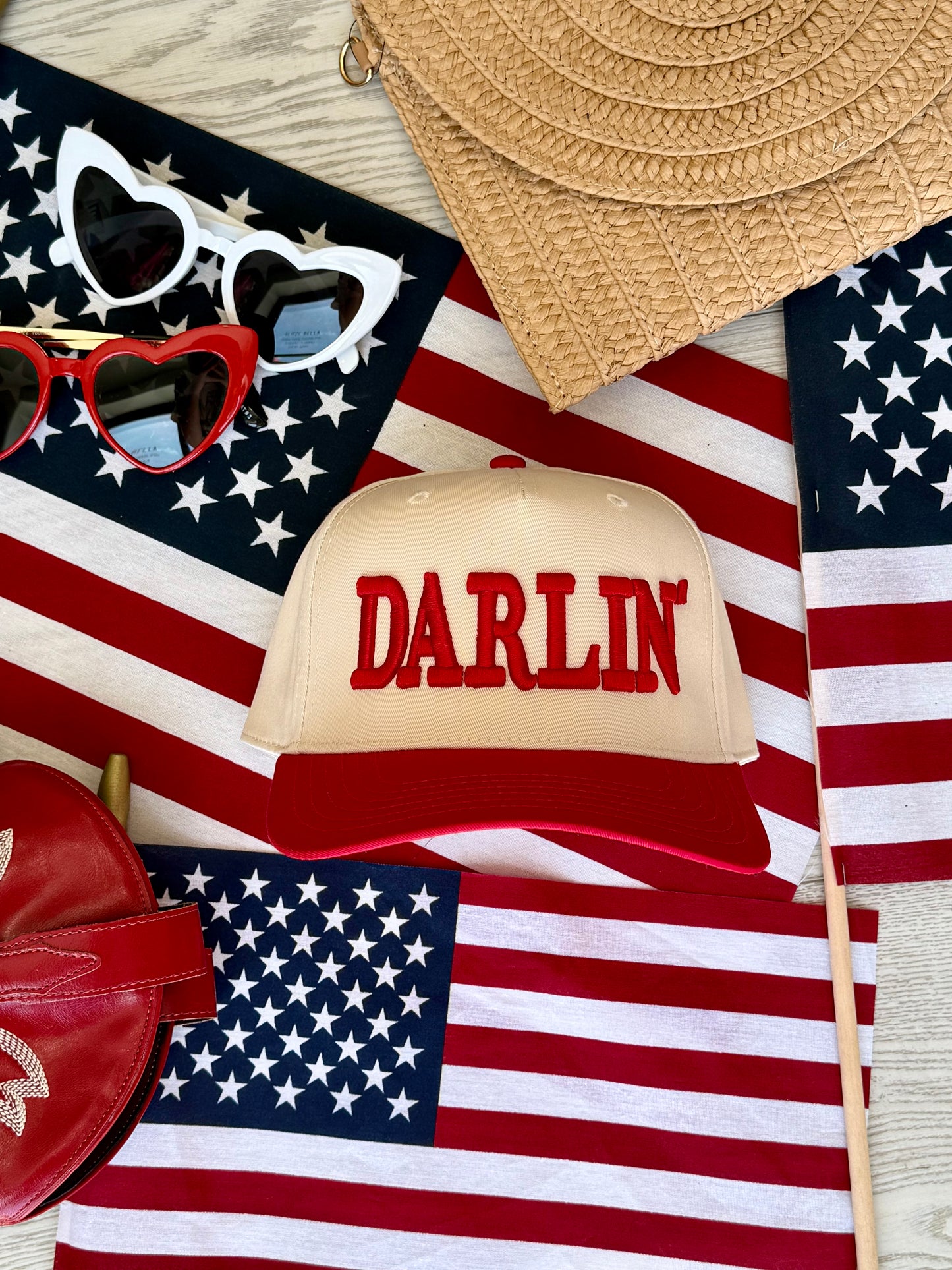 NEW!! DARLIN Trucker Hat in Cream/Red