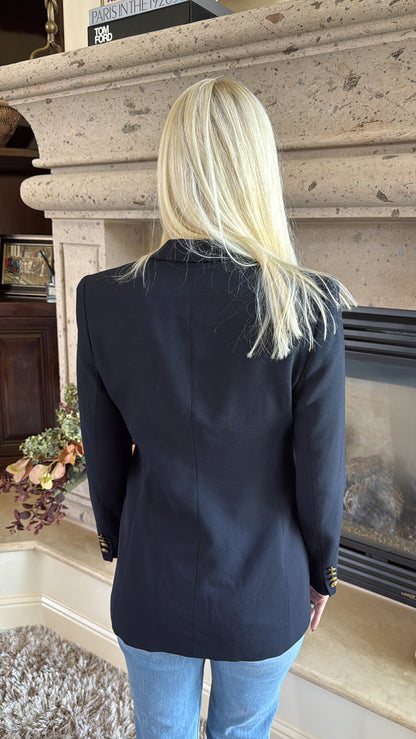 NEW!! Vintage Ralph Lauren Navy Crest Blazer Size 6 Petit