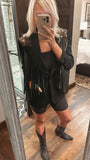 NEW!! Designer Vintage Blazer with Cowhide Fringe in Black by Westerly - Option #1, Size Small