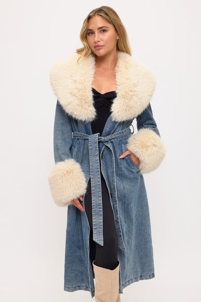 Hudson Denim and Faux Fur Trench Coat