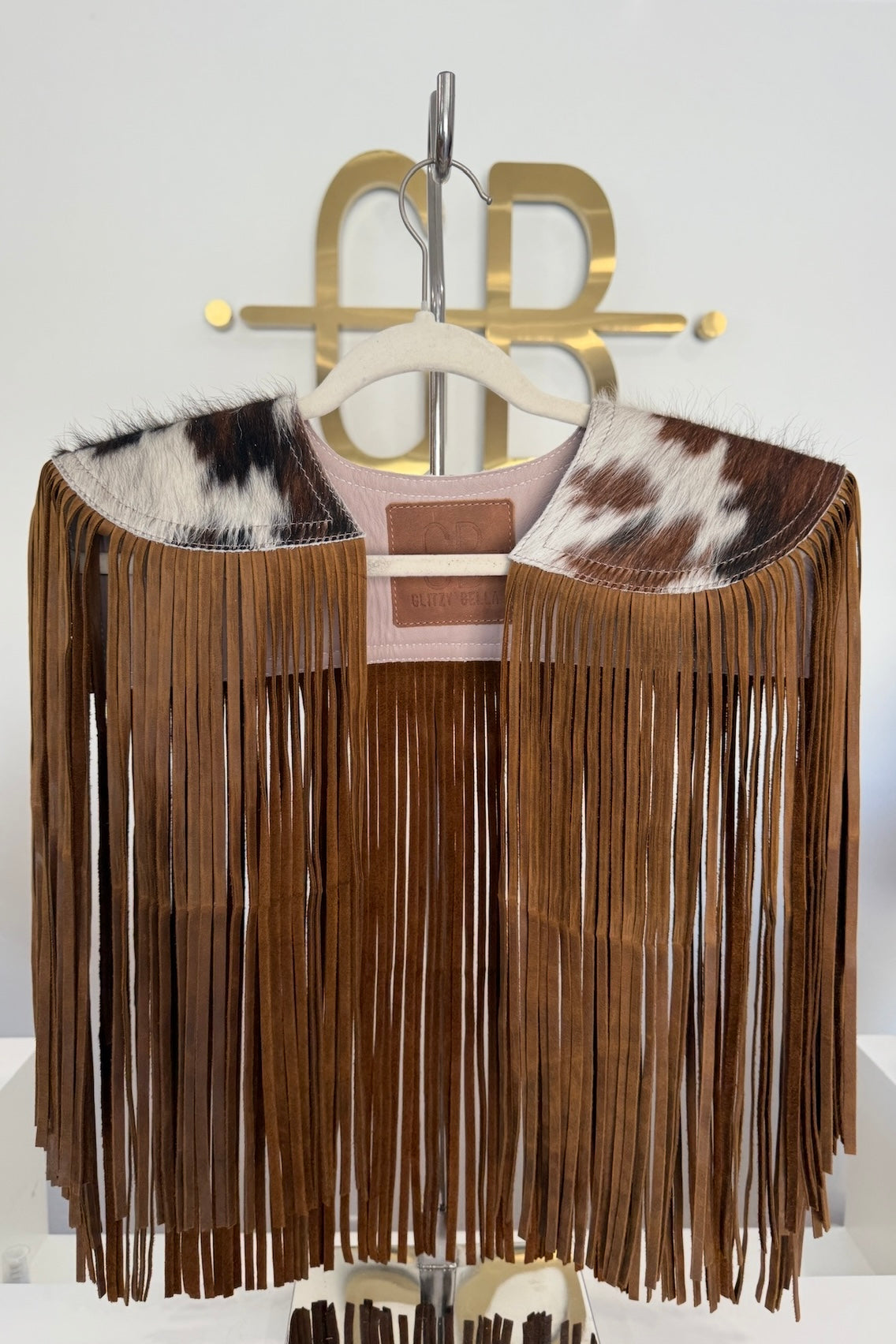 AS SEEN ON LILYAN COLE at the ACM AWARDS!! Cowhide Fringe Shawl in Tri-Color