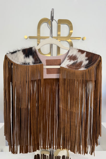 AS SEEN ON LILYAN COLE at the ACM AWARDS!! Cowhide Fringe Shawl in Tri-Color