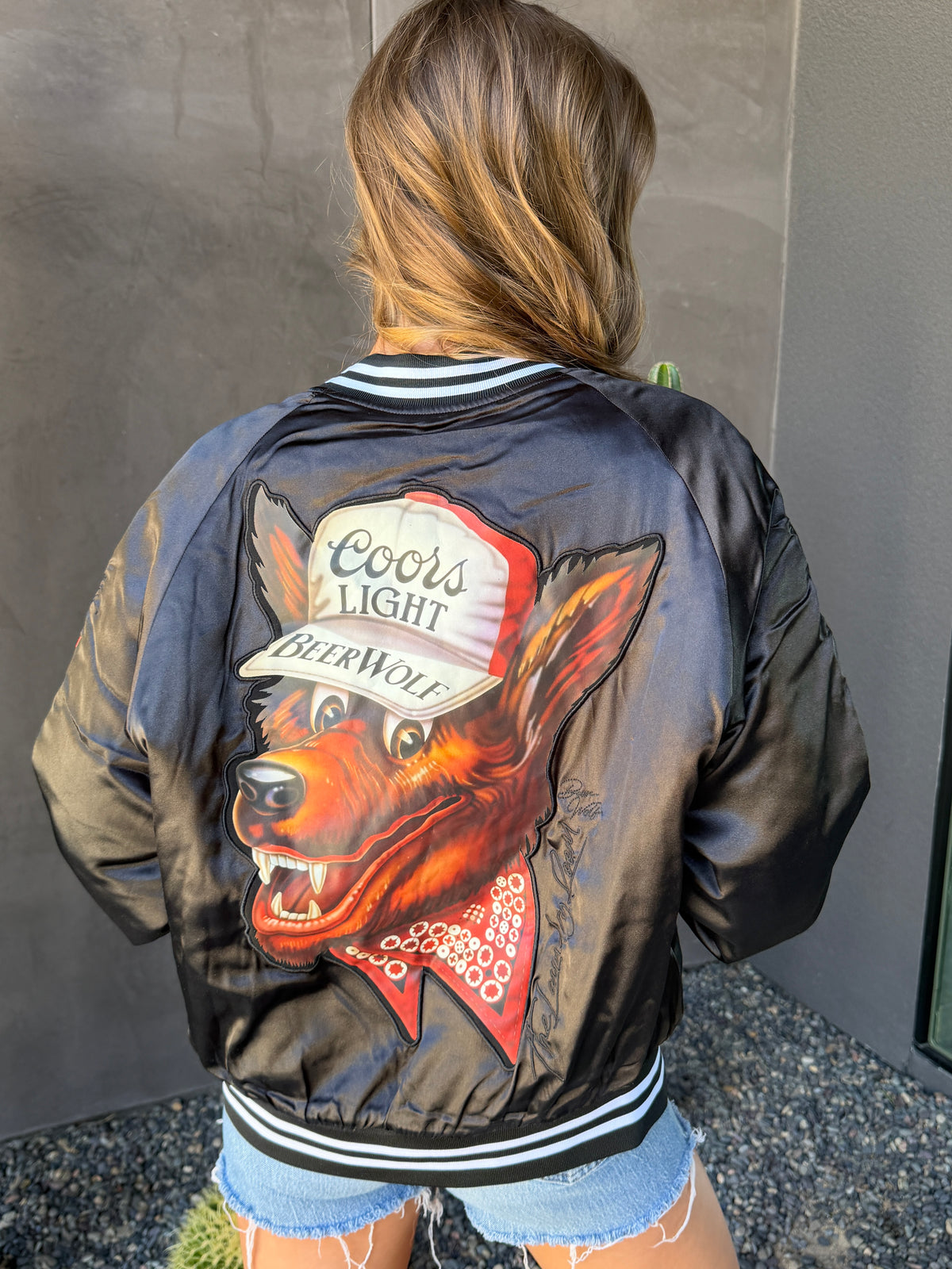 LICENSED!! "Coors Light" Official Nylon Bomber Jacket in Black Satin