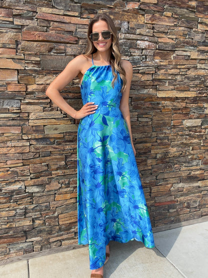 NEW!! The "Positano" Halter Maxi Dress in Blue