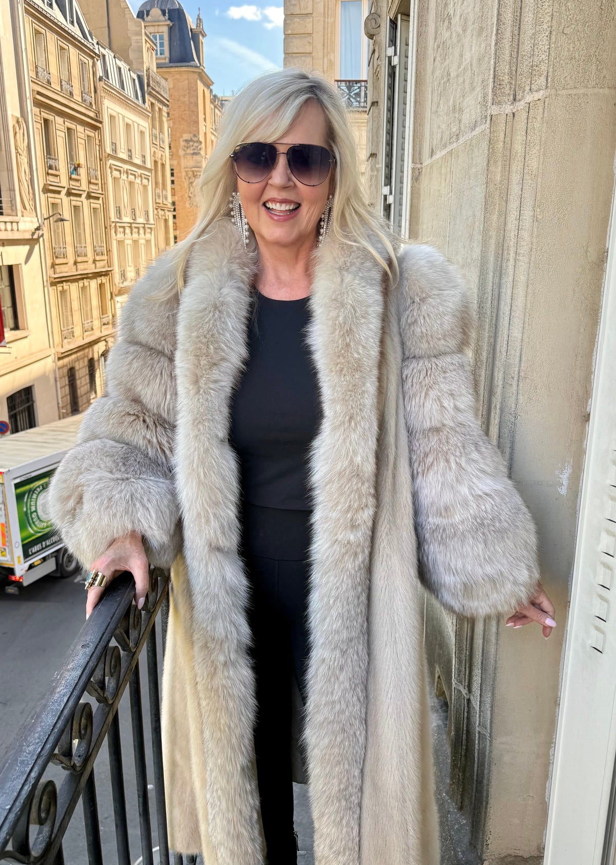 #101 Vintage Pastel Mink Coat w/ Fox Tuxedo Size Medium