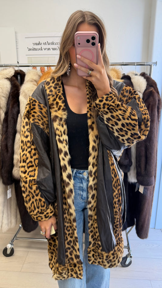 #31 Vintage Spotted Fur and Leather Jacket Size M/L