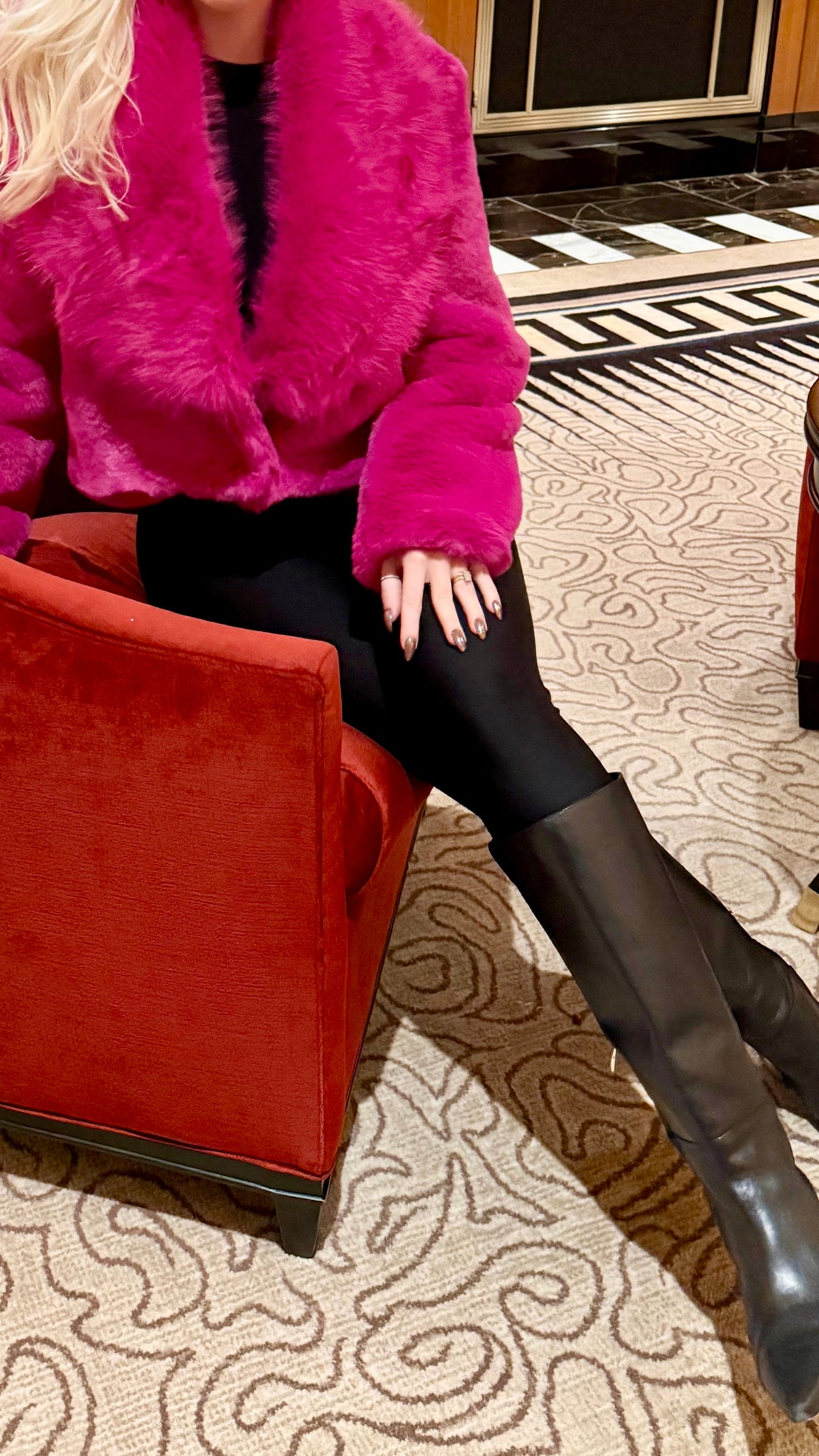 NEW!! "Showtime" Cropped Faux Fur Jacket in Pink