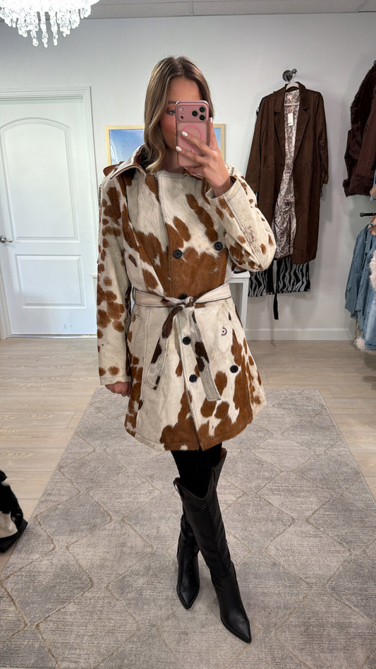 LIMITED EDITION! Cowhide Trench Coat #1 Size Small