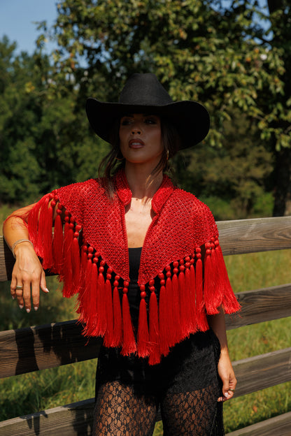 Red Fringe Tassel Cape
