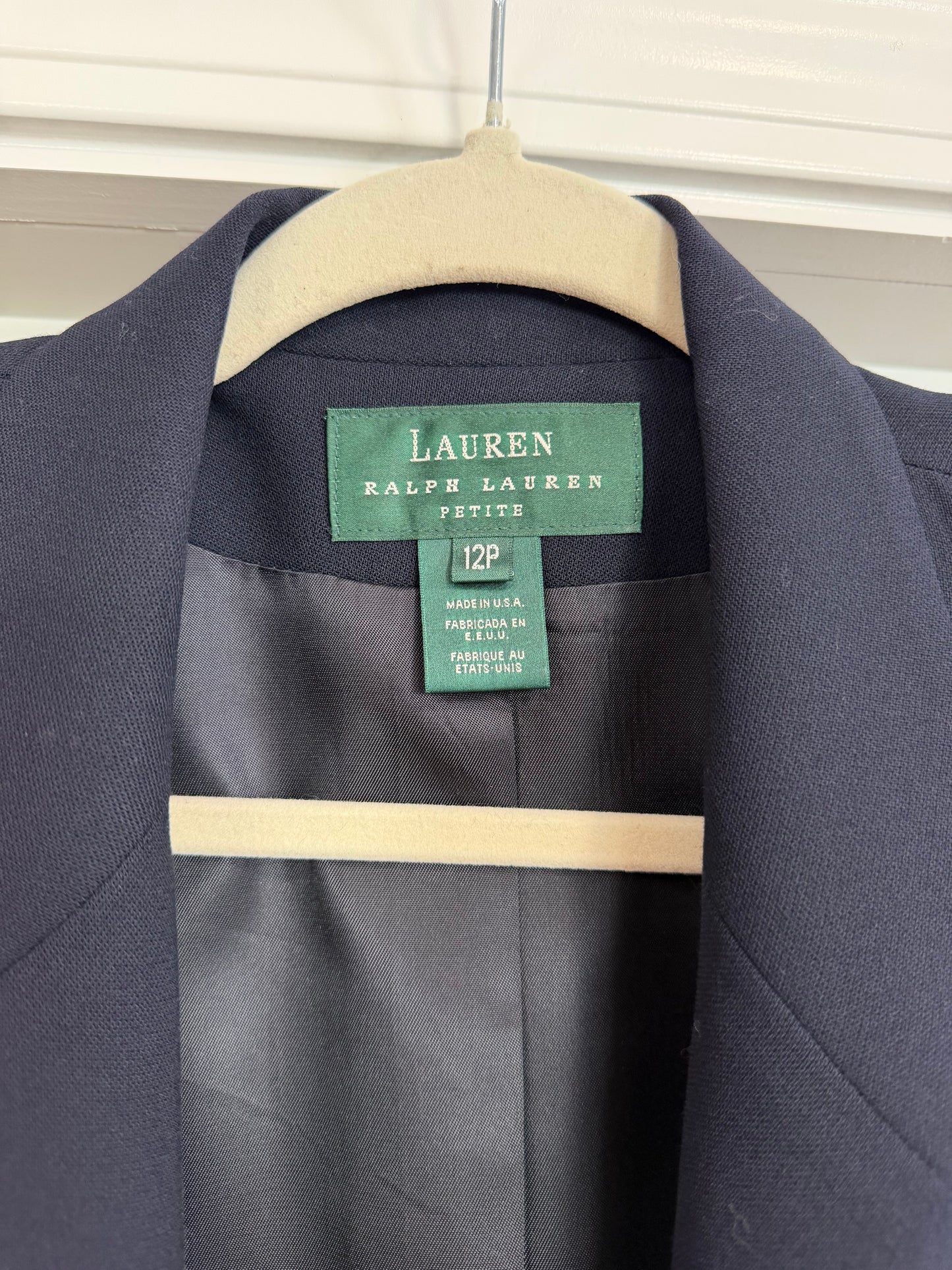 NEW!! Vintage Ralph Lauren Navy Crest Wool Blazer Size 12 Petite