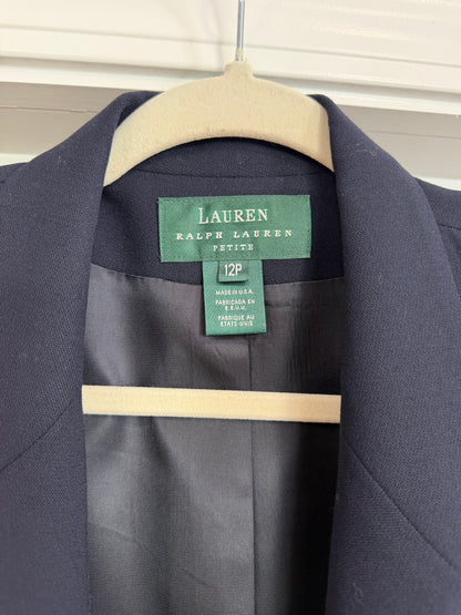 NEW!! Vintage Ralph Lauren Navy Crest Wool Blazer Size 12 Petite