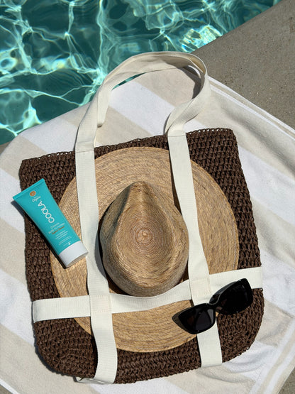 Hat Carrying Beach Bag in Brown