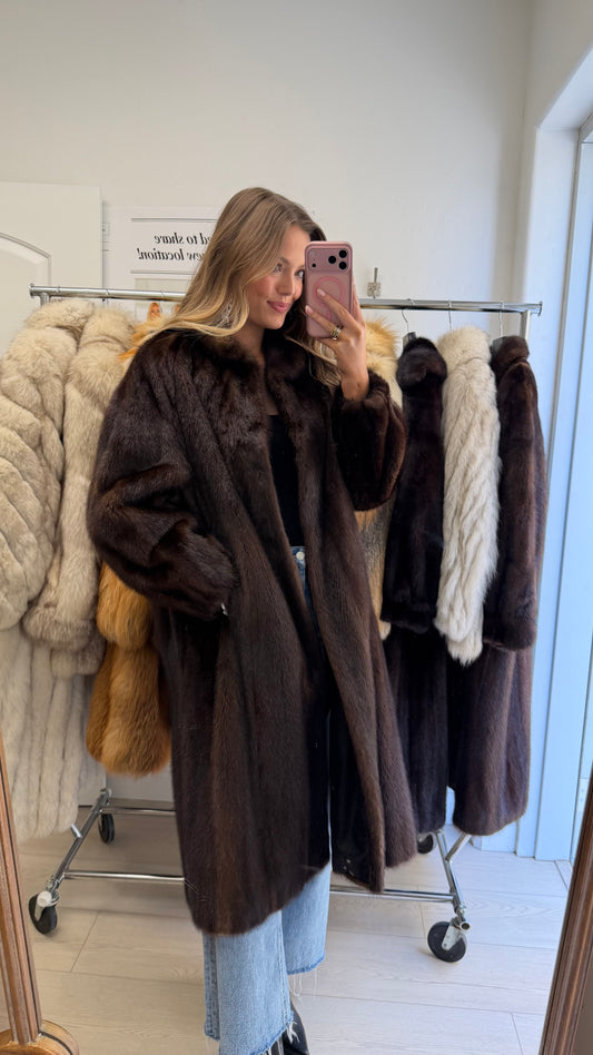 #22 Vintage Mahogany Mink Coat Size Medium