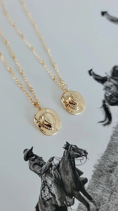 18K Gold Filled Cowboy Hat Pendant Necklace