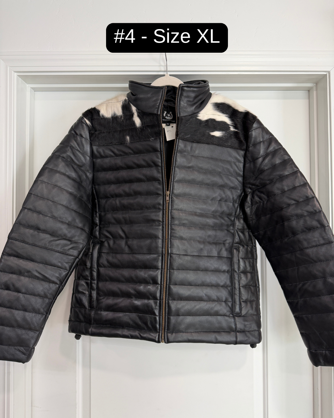 Men's Cowhide Puffer Jacket in Black