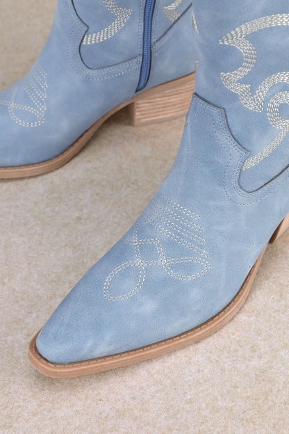 NEW!! Faye Denim Suede Cowboy Boot