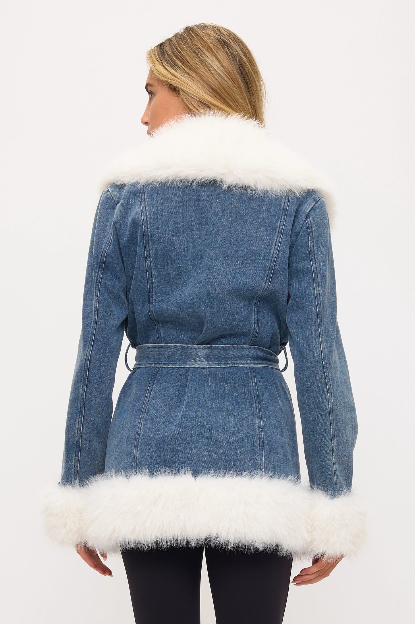 Show Stopper Faux Fur Blue Denim Jacket
