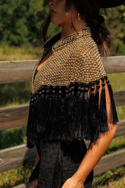 Two Tone Fringe Tassel Cape